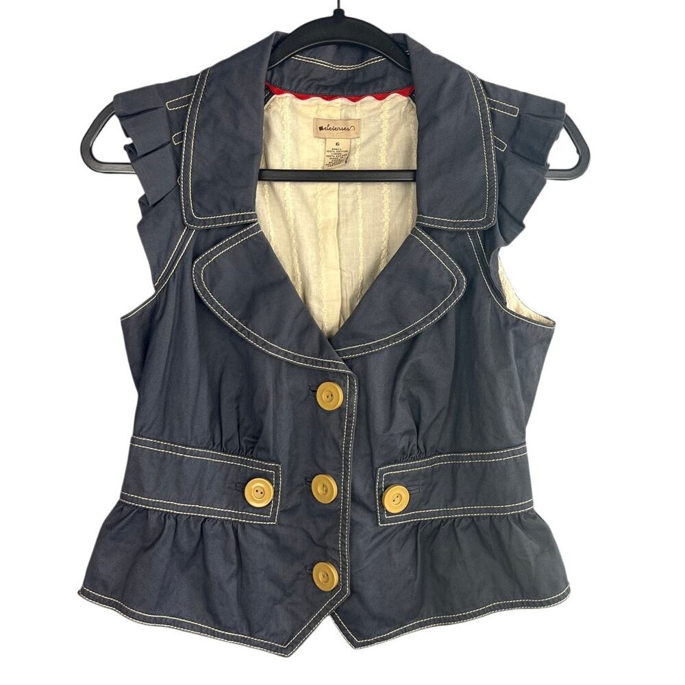 Elevenses Womens Navy Sleeveless Peplum Vest Size 6